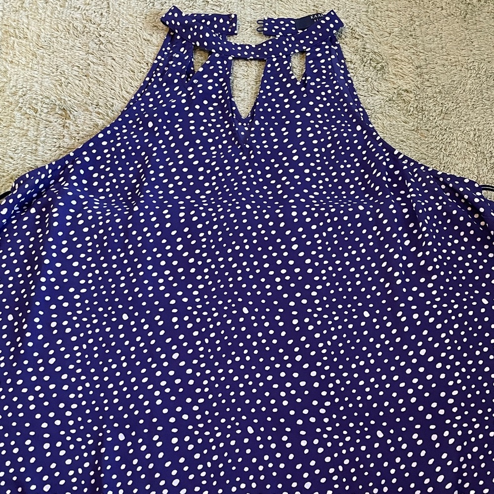 Kaari Blue Polka Dot Halter Top - Blue and White